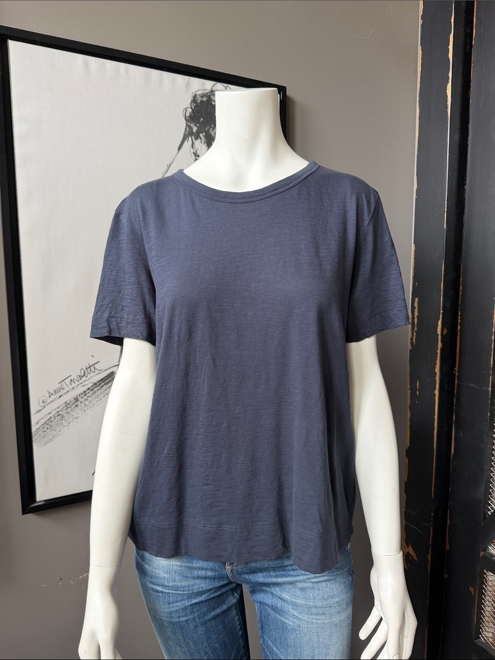 Theory Short Sleeve Crewneck Tee - Charcoal Blue